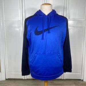 Nike Sweatshirt Mens XL Blue Hoodie Center Camp Swoosh Therma Fit
